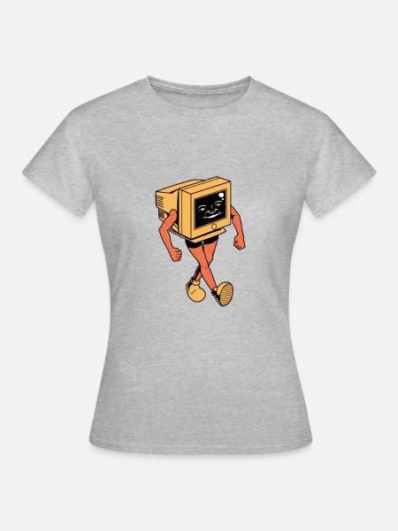Retro Röhrenmonitor - Frauen T-Shirt - Grau meliert