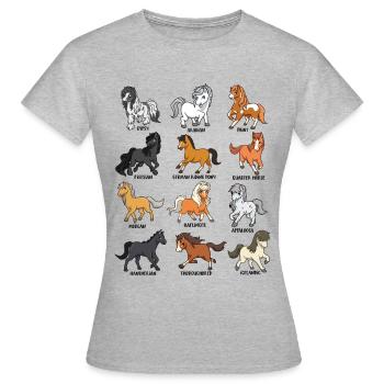 Cartoon Kawaii Horses - Horse Motif - Women's T-Shirt - heather grey - Front - AI Model Female 172 dark (172cm)