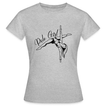 Pole Fitness - Pole Girl - T-shirt Femme - gris chiné - Devant - AI Model Female 172 dark (172cm)