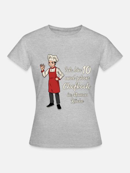 Ich bin 10 - Jungen Koch - Frauen T-Shirt - Grau meliert