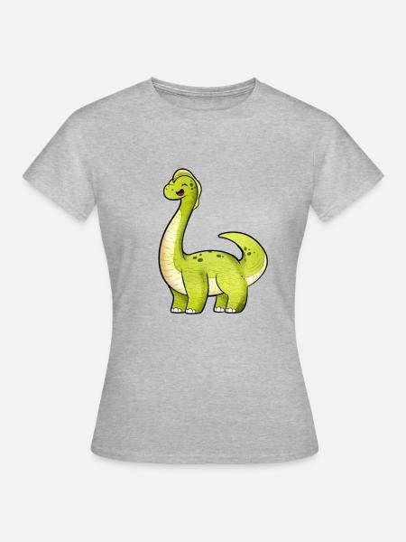 Kawaii Brachiosaurus - Frauen T-Shirt - Grau meliert