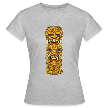 Totem aztèque - T-shirt Femme - gris chiné - Devant - AI Model Female 172 dark (172cm)