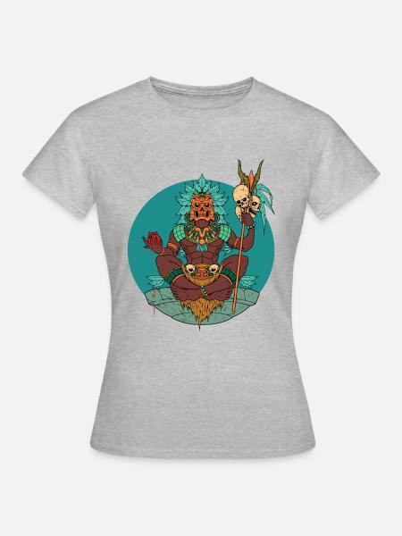 Aztekischer Schamane - Frauen T-Shirt - Grau meliert
