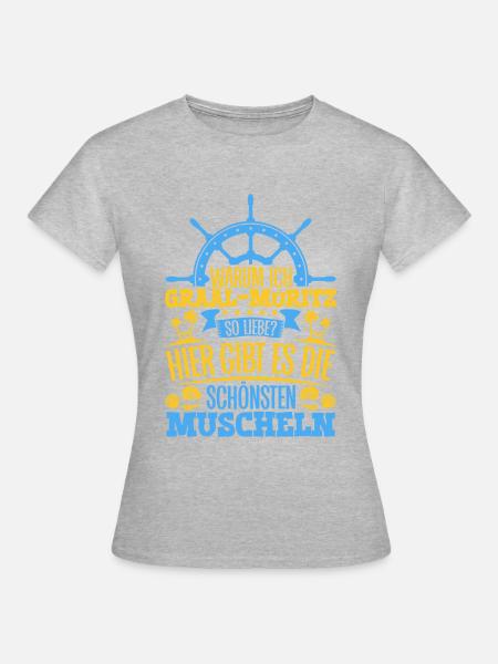 Schöne Muscheln - Warum ich Graal-Müritz so liebe - Frauen T-Shirt - Grau meliert