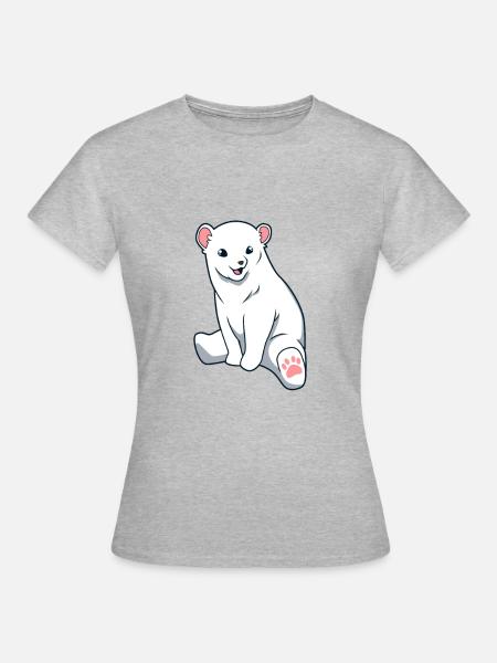 Kawaii Polarbär - Frauen T-Shirt - Grau meliert