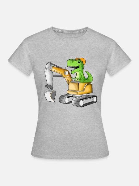 TREX fährt Bagger - Baggerfahrer - Frauen T-Shirt - Grau meliert