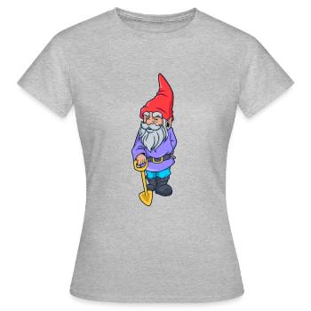 Gartenzwerg mit Schaufel - Frauen T-Shirt - Grau meliert - Vorne - AI Model Female 172 dark (172cm)