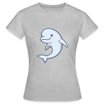 Kawaii Wal - Beluga - Frauen T-Shirt - Grau meliert - Vorne - AI Model Female 172 dark (172cm)