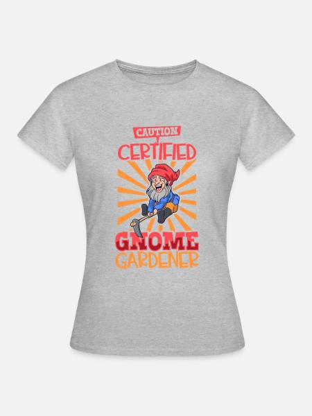 Achtung Gartenzwerg Gärtner - Frauen T-Shirt - Grau meliert