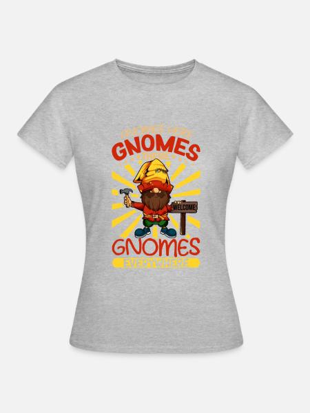 Überall Gartenzwerge - Frauen T-Shirt - Grau meliert
