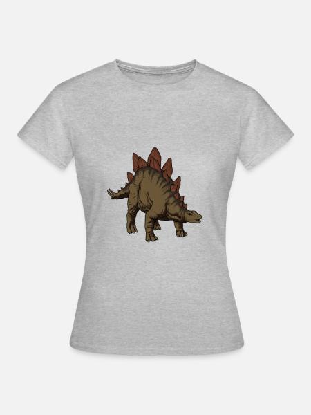 Zeichnung des Stegosaurus - Frauen T-Shirt - Grau meliert