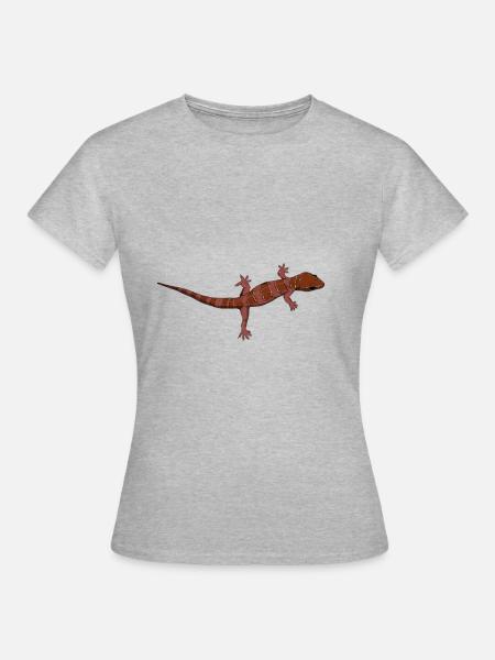 Zeichnung - Bogenfingergecko - Frauen T-Shirt - Grau meliert