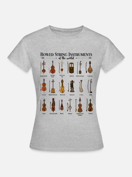 Streichinstrumente der Welt - Frauen T-Shirt - Grau meliert