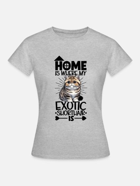 Zuhause - Exotisch Kurzhaar - Frauen T-Shirt - Grau meliert