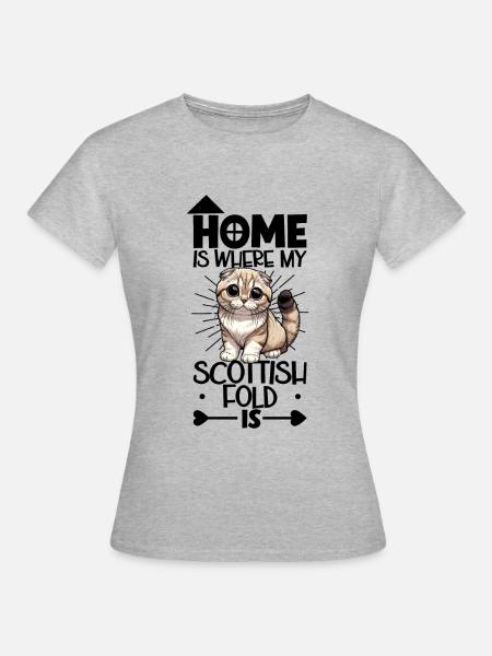 Zuhause - Schottische Faltohrkatze - Frauen T-Shirt - Grau meliert