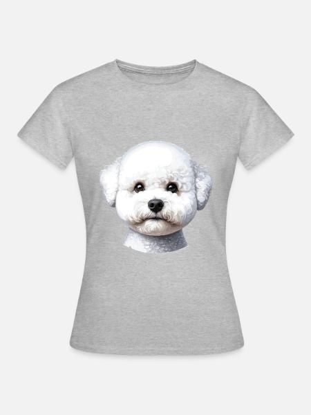 Hundegesicht - Bichon Frisé - Frauen T-Shirt - Grau meliert