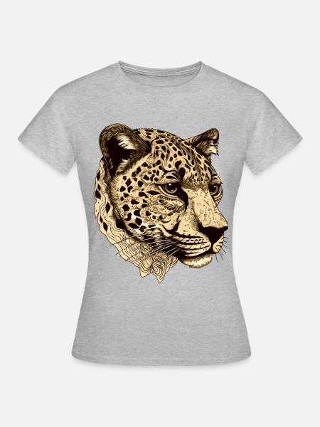 Gepard Kopf Tier - Frauen T-Shirt - Grau meliert