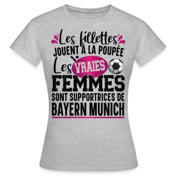 Bayern Munich Supportrice Football Cadeau Femme - T-shirt Femme - gris chiné - Devant - AI Model Female 172 dark (172cm)
