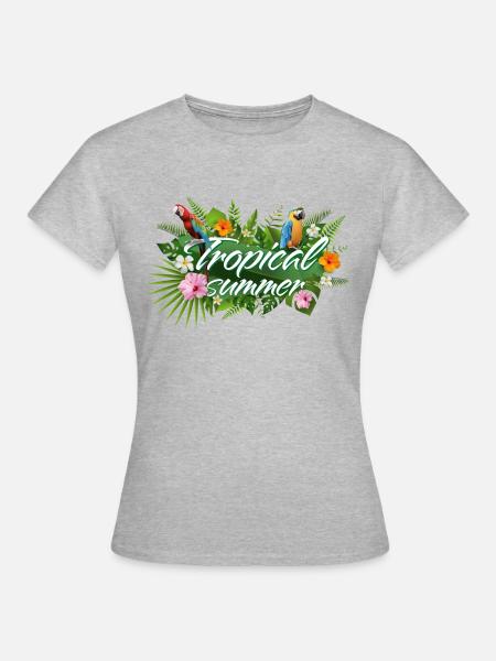 Tropischer Sommer - Frauen T-Shirt - Grau meliert