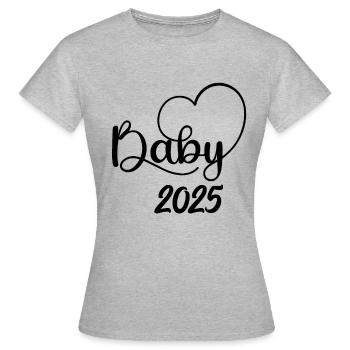 Bébé 2025 Naissance 2025 Grossesse 2025 - T-shirt Femme - gris chiné - Devant - AI Model Female 172 dark (172cm)