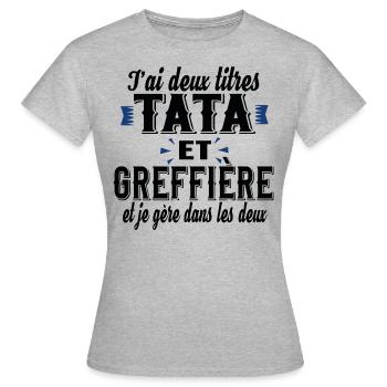 Greffière Tata Tatie Femme Cadeau Métier Famille - T-shirt Femme - gris chiné - Devant - AI Model Female 172 dark (172cm)