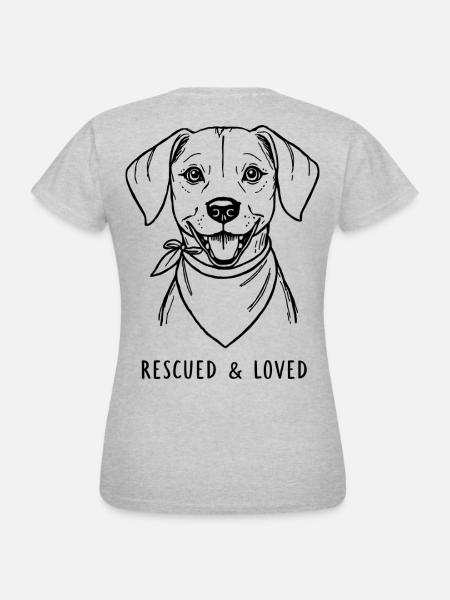 Rescued & Loved Dog - Frauen T-Shirt - Grau meliert