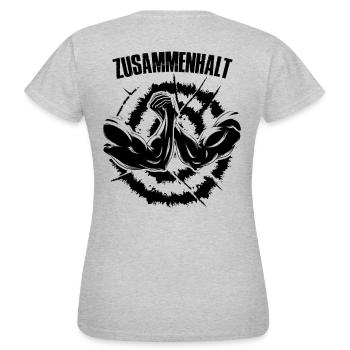 zusammenhalt mit Bizeps - Frauen T-Shirt - Grau meliert - Hinten - AI Model Female 172 dark (172cm)