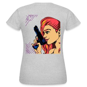 Endlich Stille - Frauen T-Shirt - Grau meliert - Hinten - AI Model Female 172 dark (172cm)