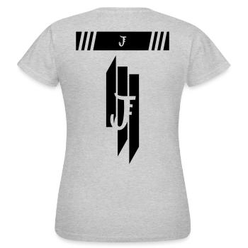 J - Frauen T-Shirt - Grau meliert - Hinten - AI Model Female 172 dark (172cm)