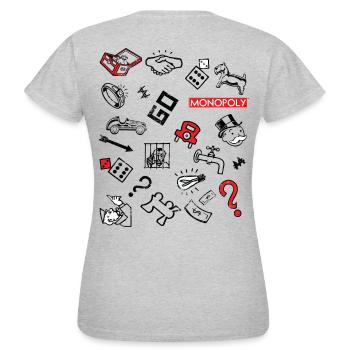 Monopoly Symboles De Jeu Connus - T-shirt Femme - gris chiné - Dos - AI Model Female 172 dark (172cm)