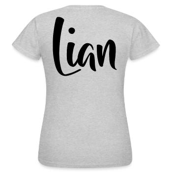 Nom - Lian - T-shirt Femme - gris chiné - Dos - AI Model Female 172 dark (172cm)