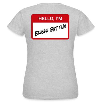 Fauché mais amusant - T-shirt Femme - gris chiné - Dos - AI Model Female 172 dark (172cm)