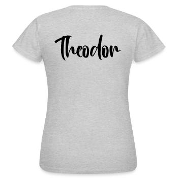Name - Theodor - Frauen T-Shirt - Grau meliert - Hinten - AI Model Female 172 dark (172cm)