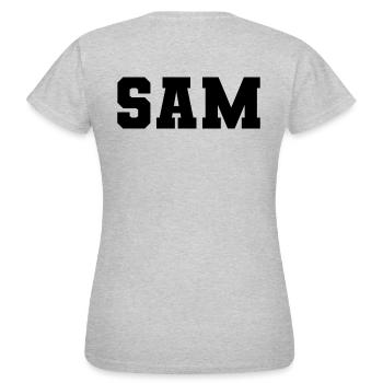 Nom - S A M - T-shirt Femme - gris chiné - Dos - AI Model Female 172 dark (172cm)