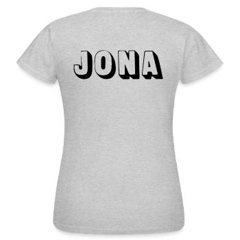 Name - Jon - Frauen T-Shirt - Grau meliert - Hinten - AI Model Female 172 dark (172cm)