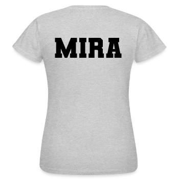 Name - Mira - Frauen T-Shirt - Grau meliert - Hinten - AI Model Female 172 dark (172cm)