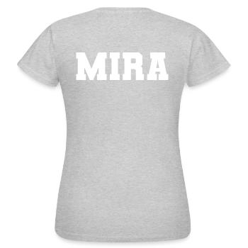 Name - Mira - Frauen T-Shirt - Grau meliert - Hinten - AI Model Female 172 dark (172cm)