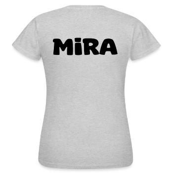Name - Mira - Frauen T-Shirt - Grau meliert - Hinten - AI Model Female 172 dark (172cm)