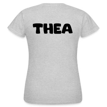 Name - Thea - Frauen T-Shirt - Grau meliert - Hinten - AI Model Female 172 dark (172cm)