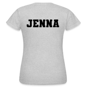 Nom - Jenna - T-shirt Femme - gris chiné - Dos - AI Model Female 172 dark (172cm)