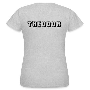 Name - Theodor - Frauen T-Shirt - Grau meliert - Hinten - AI Model Female 172 dark (172cm)