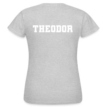 Name - Theodor - Frauen T-Shirt - Grau meliert - Hinten - AI Model Female 172 dark (172cm)
