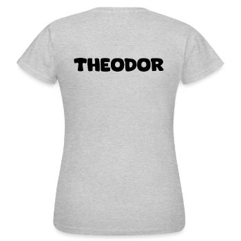 Name - Theodor - Frauen T-Shirt - Grau meliert - Hinten - AI Model Female 172 dark (172cm)