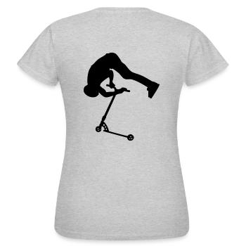Schwarz Backflip - Frauen T-Shirt - Grau meliert - Hinten - AI Model Female 172 dark (172cm)