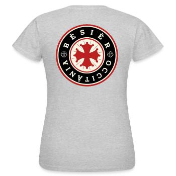 Logo bezier occitanie - T-shirt Femme - gris chiné - Dos - AI Model Female 172 dark (172cm)