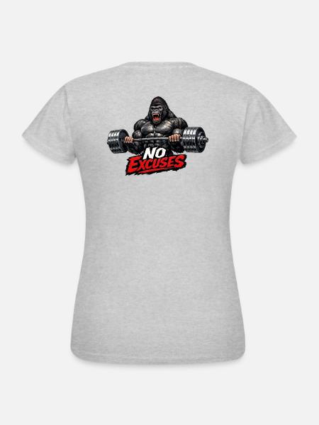 Gorilla Kraft No Excuses - Frauen T-Shirt - Grau meliert