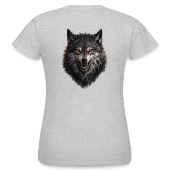 Roter Blick Wolfkopf - Frauen T-Shirt - Grau meliert - Hinten - AI Model Female 172 dark (172cm)