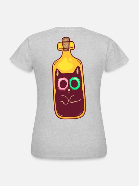 Katze in Flasche - Frauen T-Shirt - Grau meliert