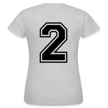 Numero 2 Équipe Foot | baseball| basket université - T-shirt Femme - gris chiné - Dos - AI Model Female 172 dark (172cm)