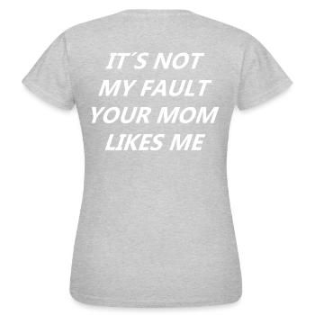 Ta maman m’aime bien - T-shirt Femme - gris chiné - Dos - AI Model Female 172 dark (172cm)